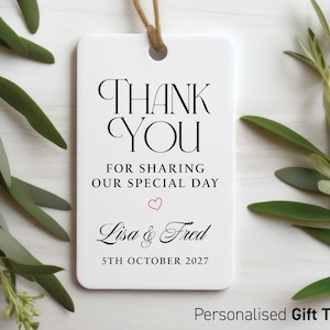 Etiqueta de presente de luxo "Obrigado por compartilhar nosso dia especial", etiquetas de casamento personalizadas, presente de casamento, garrafa de champanhe, lembrancinha, qualquer nome 217