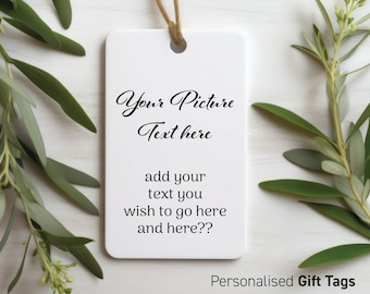 Op maat gemaakte gepersonaliseerde cadeaulabels, hanglabel hanglabel voeg je eigen foto of tekst toe, ideaal voor alle huwelijkscadeaus, bedanklabels op maat 228