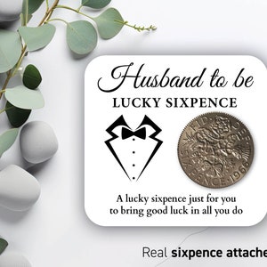 Idea de regalo para el futuro esposo/novio: Moneda de seis peniques de la suerte. Regalo para el novio. Idea de regalo para el día de la boda. Regalo de recuerdo de boda para el novio. Recuerdo de la suerte 05.