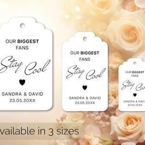 Étiquette d'éventail de mariage personnalisée Étiquette cadeau minimaliste pour cadeau de mariage Gâterie pour la chaleur restez au frais pour les étiquettes de mariage d'été Éventail de cadeau de mariage 174