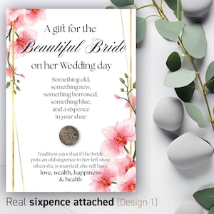 Lucky Sixpence Something Old Gift Card for Brides Wedding Keepsake Bridal sixpence for shoe Something Old Traditional gift Bridal present 59
