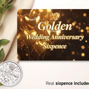 金婚式ギフト 6ペンス 50周年記念金貨 - 結婚50周年記念カード用 - 50年伝統の記念品 ノスタルジックコイン 41