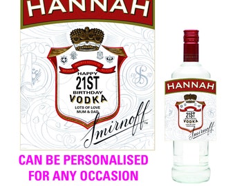 Personalised new style vodka label sticker birthday novelty gift 21st 18th 30th 40th anniversary 046