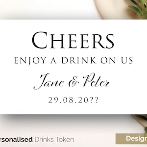 Ficha de bebida de boda personalizada, fichas de regalo de boda personalizadas - Fichas de bar de boda Ficha de bebida gratis Tarjeta GLOSS 238