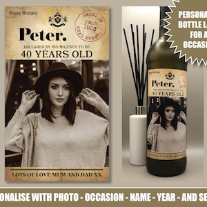 60e verjaardag Gepersonaliseerde foto Misdaden foto wijn gin wodka flesetiket Proficiat met je verjaardag op true 19 crime geïnspireerd 60 jaar oud 207