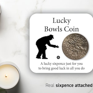 Gift For Men bowls - Lucky Sixpence Coin - Bowls Gift Birthday Present For Husband Brother Dad Friend - Novelty Gift Son Christmas 21