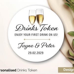 Fichas personalizadas para bebidas de champán para bodas, fichas para bebidas / Fichas personalizadas para bebidas de cumpleaños / Fichas para fiestas / Fichas para bares 237