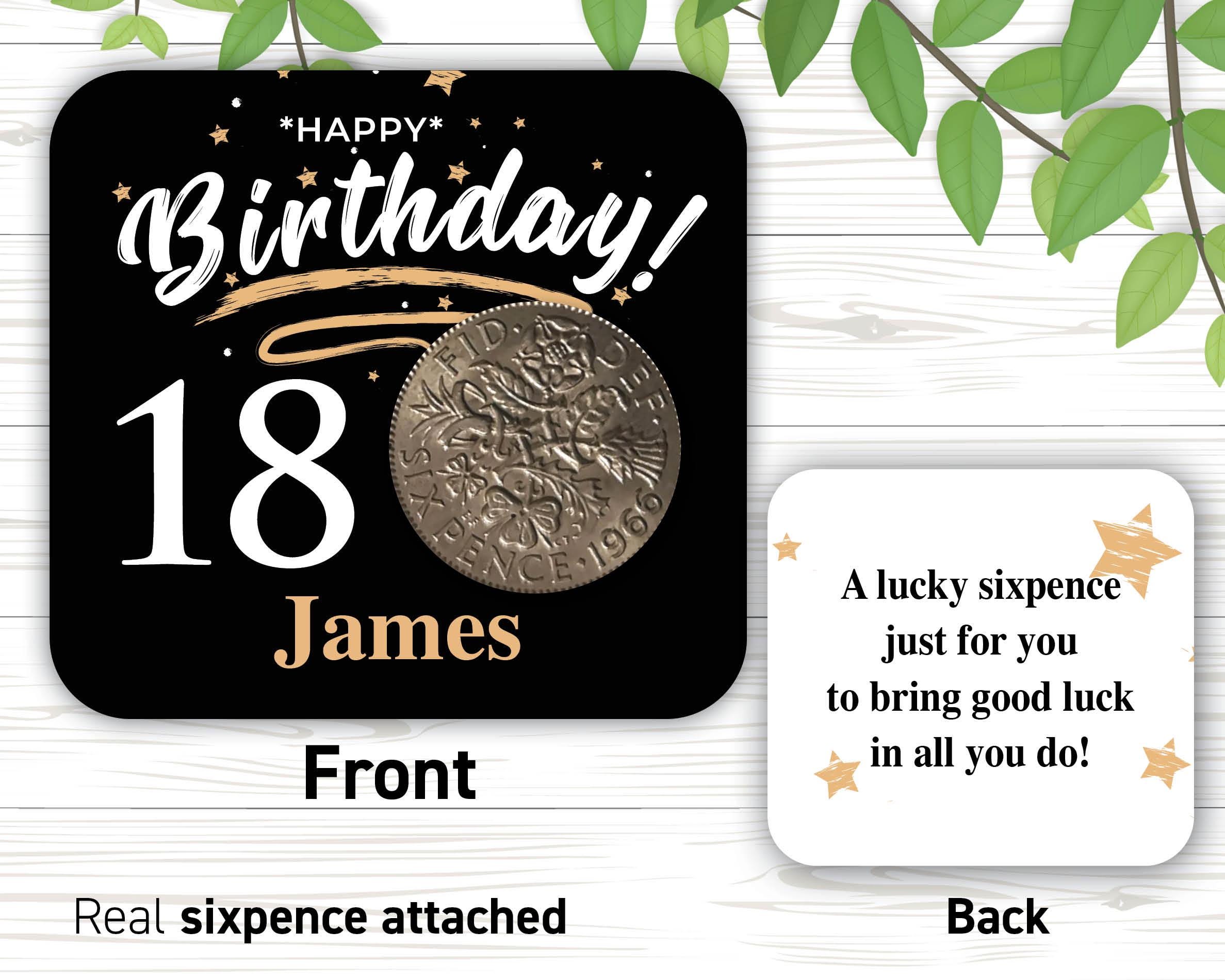 18歳の誕生日にパーソナライズされた幸運の6ペンストークンギフト幸運の6ペンスコイン誕生日プレゼント、小さな記念コインギフトあらゆる年齢、名前74 -  Etsy 日本