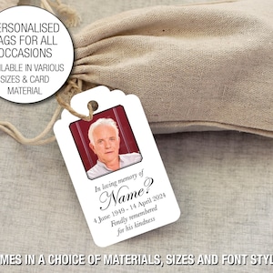 Etichette regalo personalizzate per candele funebri In memoria di, aggiungi un'immagine fotografica, etichetta commemorativa per il lutto, celebrazione della vita di una persona cara 30a