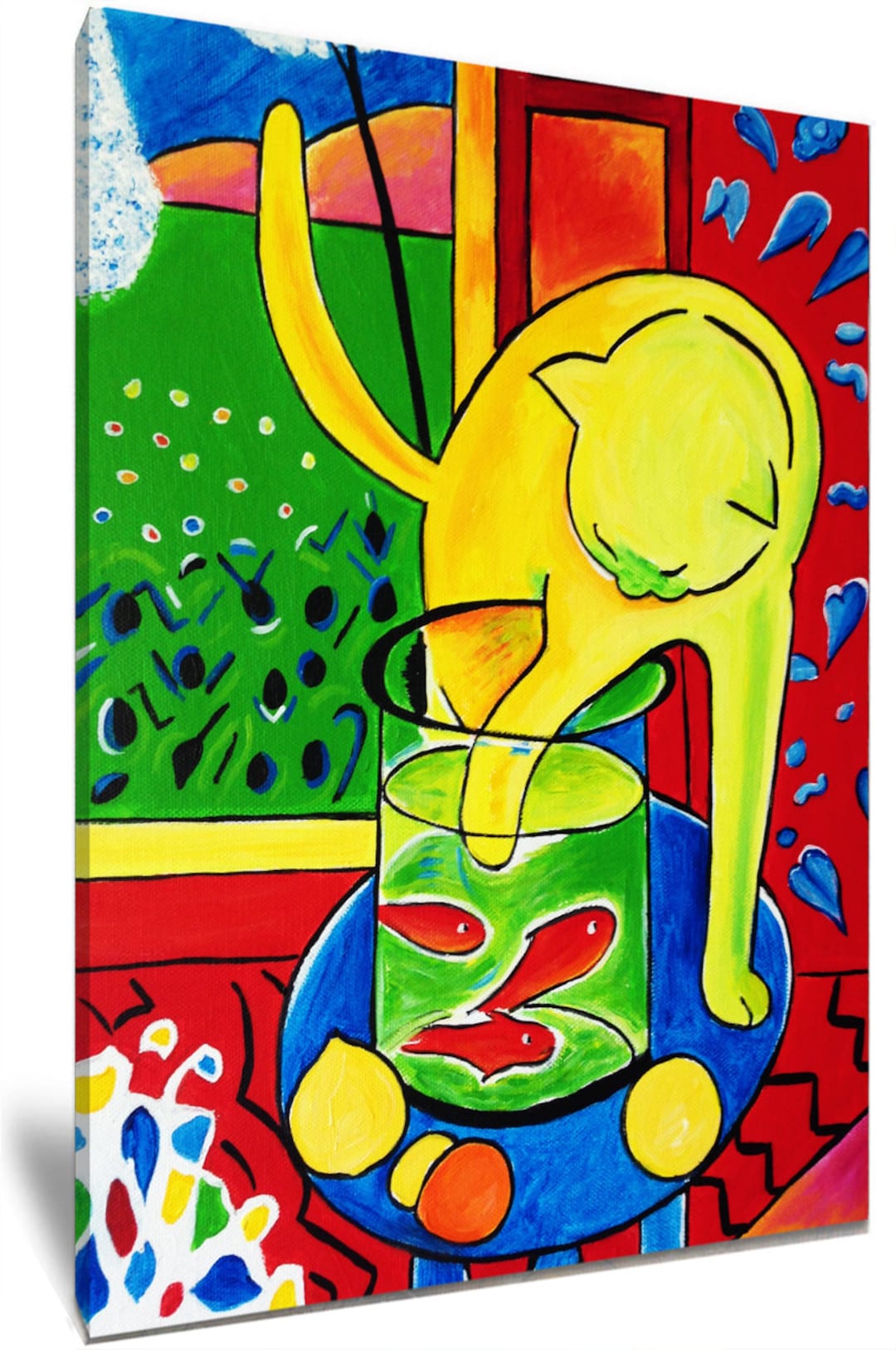 Le Chat Aux Poissons Rouge 1914 Painting by Henri Matisse HD Framed Canvas Print Etsy
