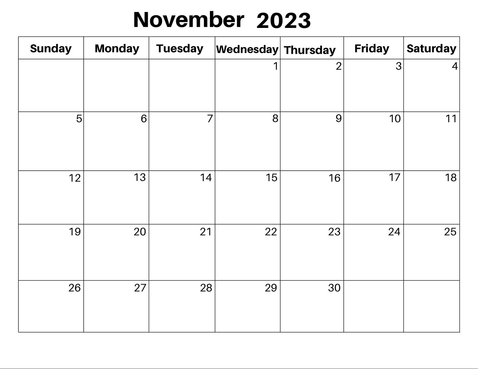 November 2023 Calendar Digital Download Pdf Etsy