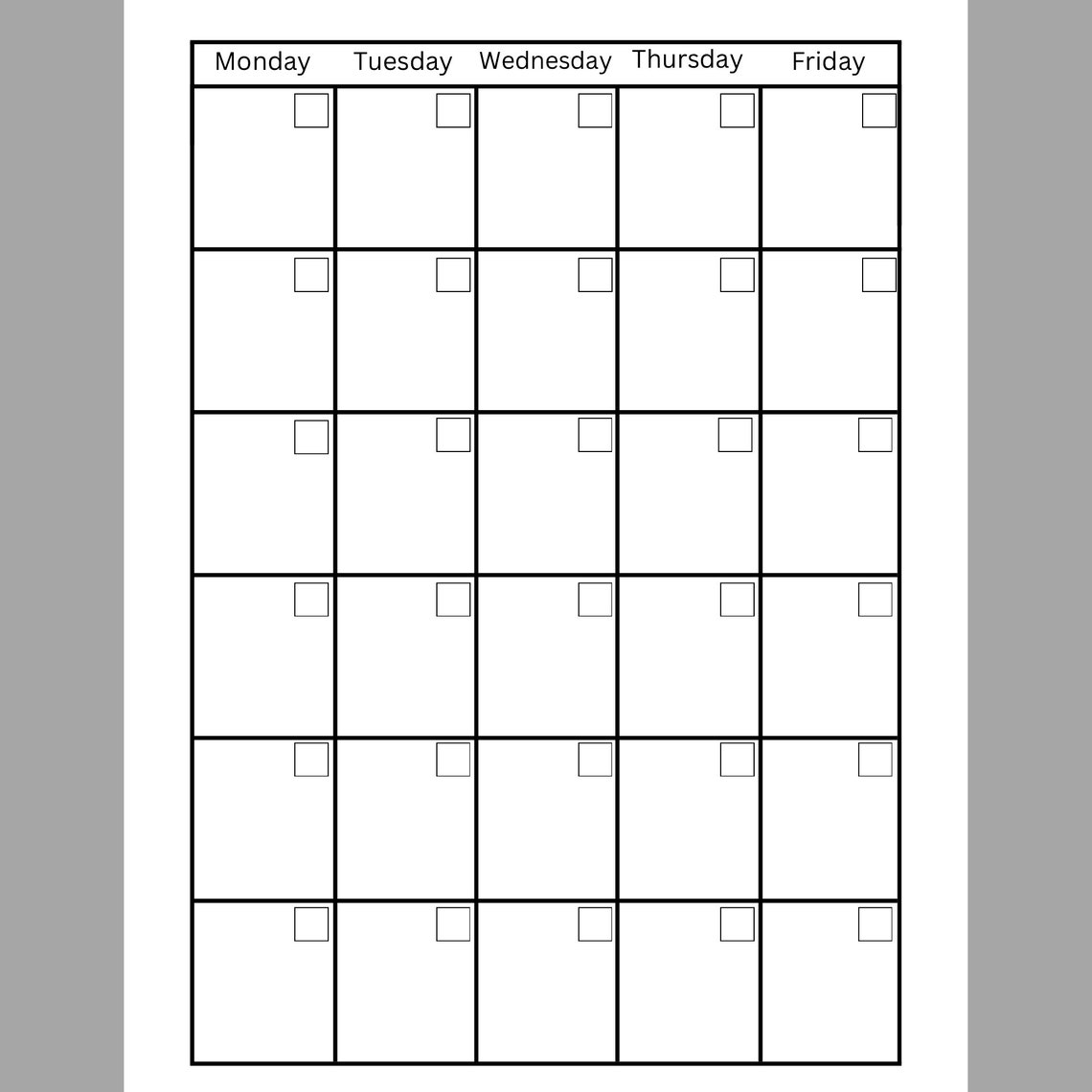 Printable Calendar Five Day Blank Template Digital Download Etsy printable-calendar-five-day-blank-template-digital-download-etsy