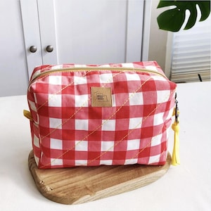 BoxyBag APFELKÖRBCHEN – Handgemachte Kosmetiktasche | Kulturbeutel für Reisen & Alltag | Geschenkidee | Vichy - Karo