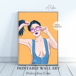 Girl With Glasses, INSTANT DOWNLOAD, Girl Poster, Wall Art, Printable Wall Art, Digital Download, Girl Power Art, Digital Art Print