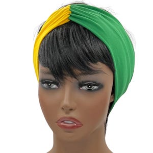 Green Yellow Knotted Headband, Boho Headband for Exercise & Yoga