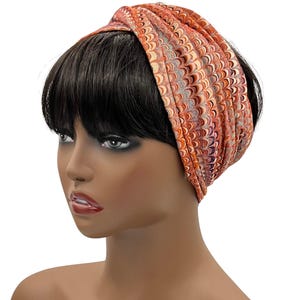 Rust/Dark Orange Abstract Wide Crossover Headband, Boho Headband