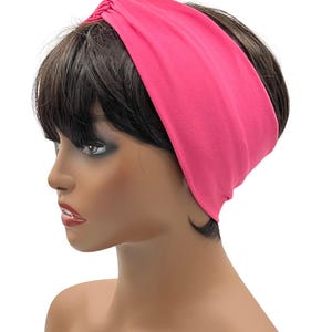 Hot Pink Knotted Headband, Boho Headband for Exercise & Yoga, Turban Headband