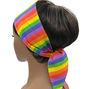 Rainbow Pride Self-Tie Headband, Motorcycle Headband, Head Tie, Head Wrap, Scarf