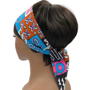 Turquoise African Print Self-Tie Headband, Motorcycle Headband, Head Tie, Scarf