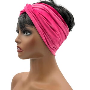Hot Pink Tie-Dye Crossover Headband, Boho Headband, Workout Headband, Loc Wrap