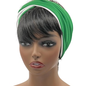 Green White Crossover Headband, Boho Style