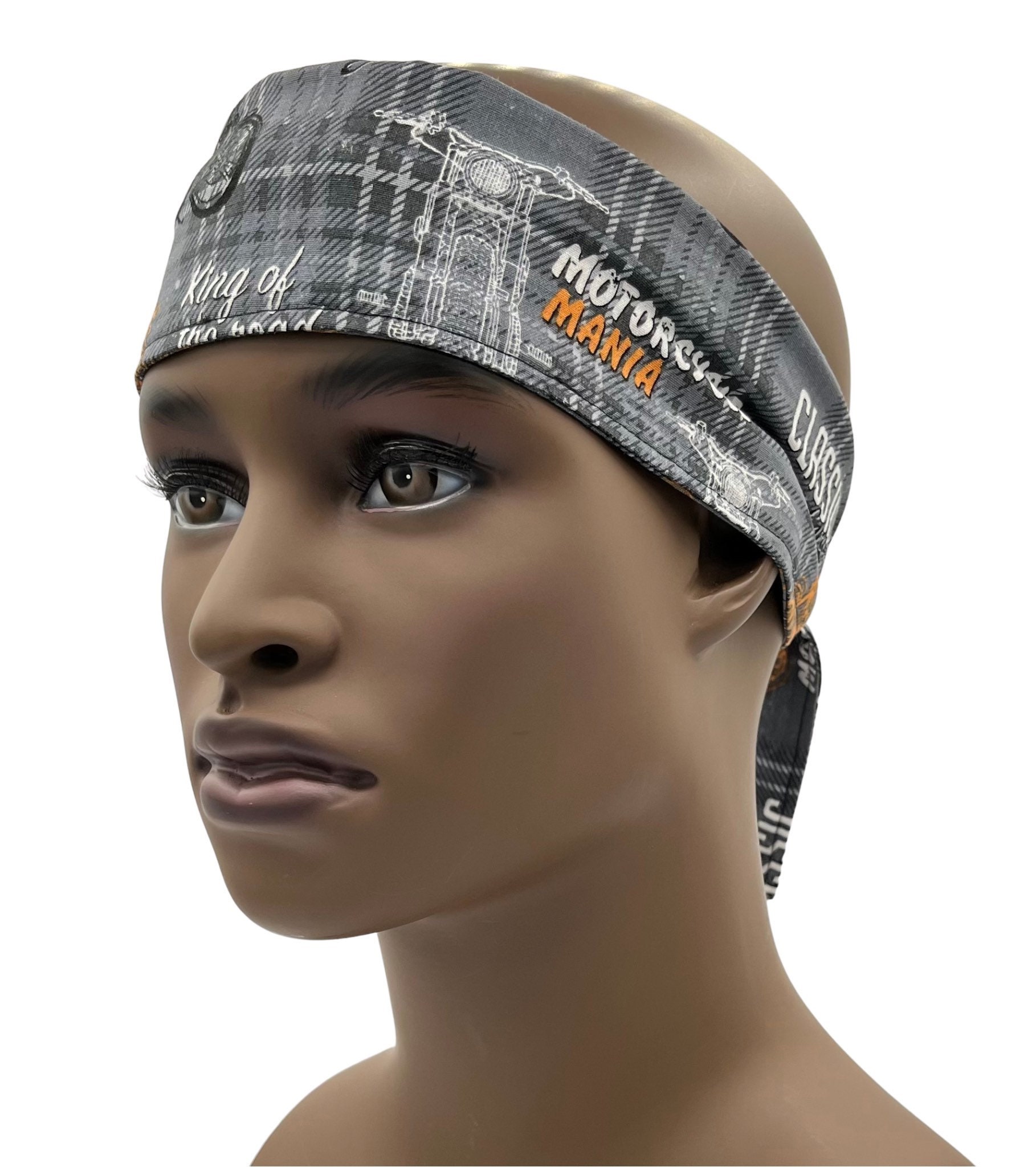 Motorcycle Mania Wide Self Tie Headband Motorcycle Headband Etsy