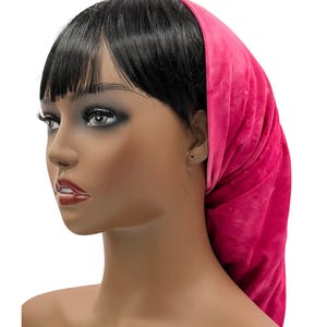 Hot Pink Tie-Dye Beanie Style Bonnet, Long Beanie, Slouchy Beanie, Beanie Hat
