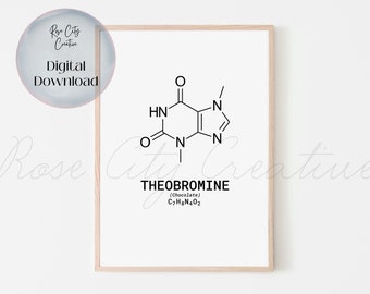 Chocolate Molecule Wall Art, Printable Science Art, Theobromine, Classroom Decor, Molecular Gastronomy, Molecule Art, Instant Download