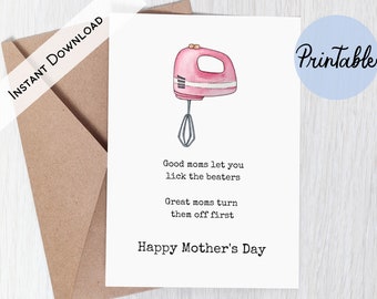 Funny Mother's Day Card, Printable, Great Mom Card, Funny Card for Mom, Print at Home, Instant Download