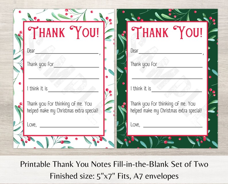 Kids Christmas Thank You Cards – Fill-in-the-Blank Thank You Notes, Cute Holiday Cards For Boys & Girls (25 Set)