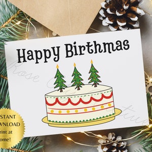 Lustige druckbare Geburtstagskarte Dezember, Happy Birthmas, Weihnachten Geburtstag, lustige Weihnachtskarte, Freund, Mitarbeiter, sofort Download Bild 6