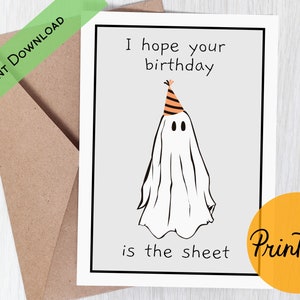 Halloween Funny Birthday Card, Printable, Funny Ghost Birthday Card, October Birthday, for Coworker, for Dad, for Friend, Instant Download