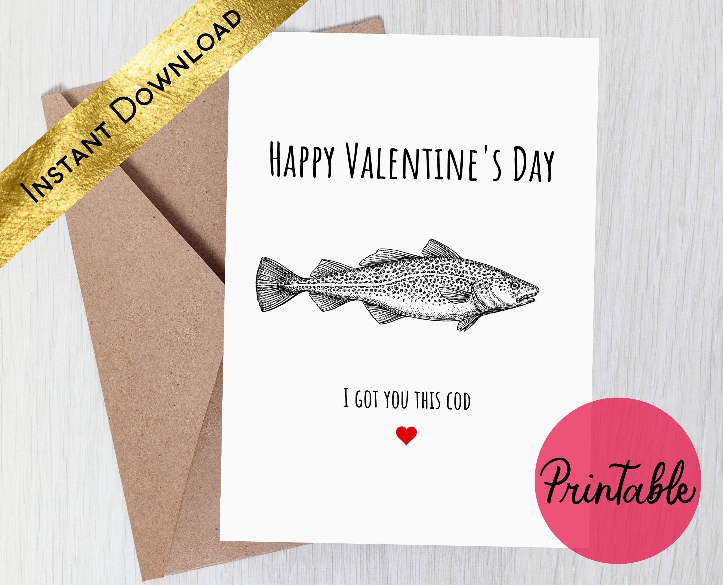 Funny Valentine Card Puns Fishing 