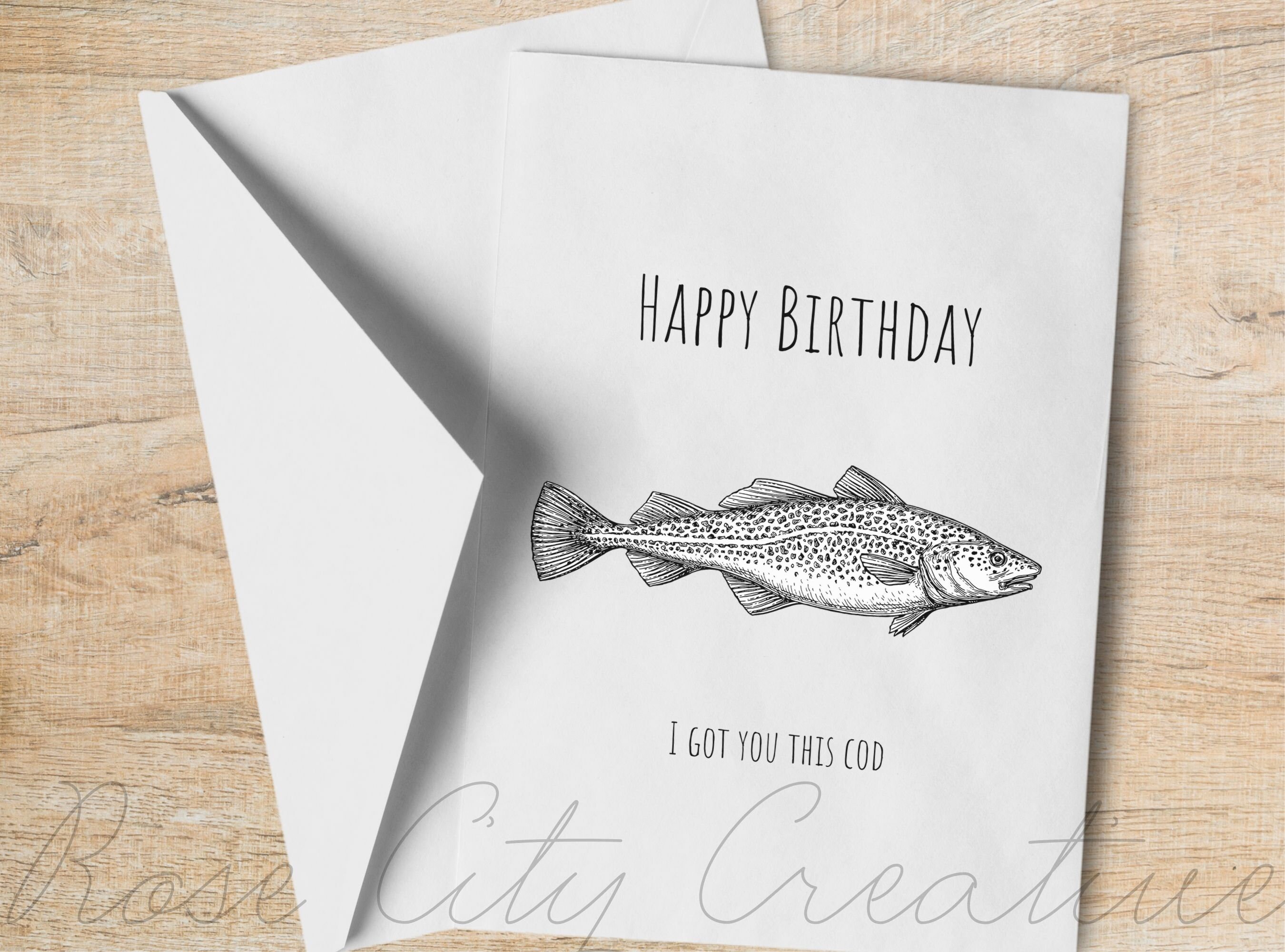 Happy Birthday Card Printable Funny Birthday Card Fishing - Etsy