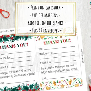 Printable Christmas Thank You Cards for Kids, Fill in the Blanks ...