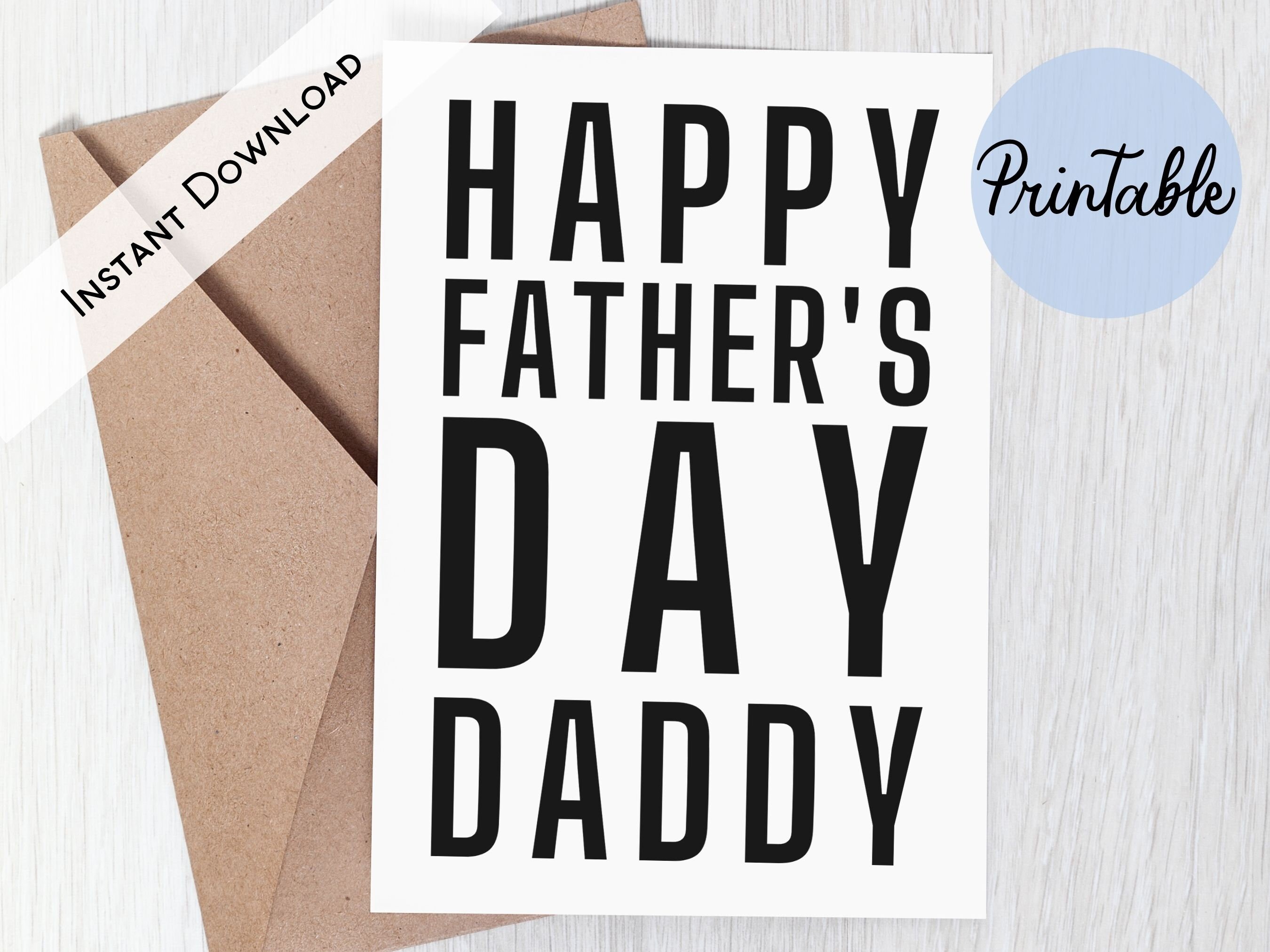 Father's Day Card Happy Father's Day Daddy Printable - Etsy