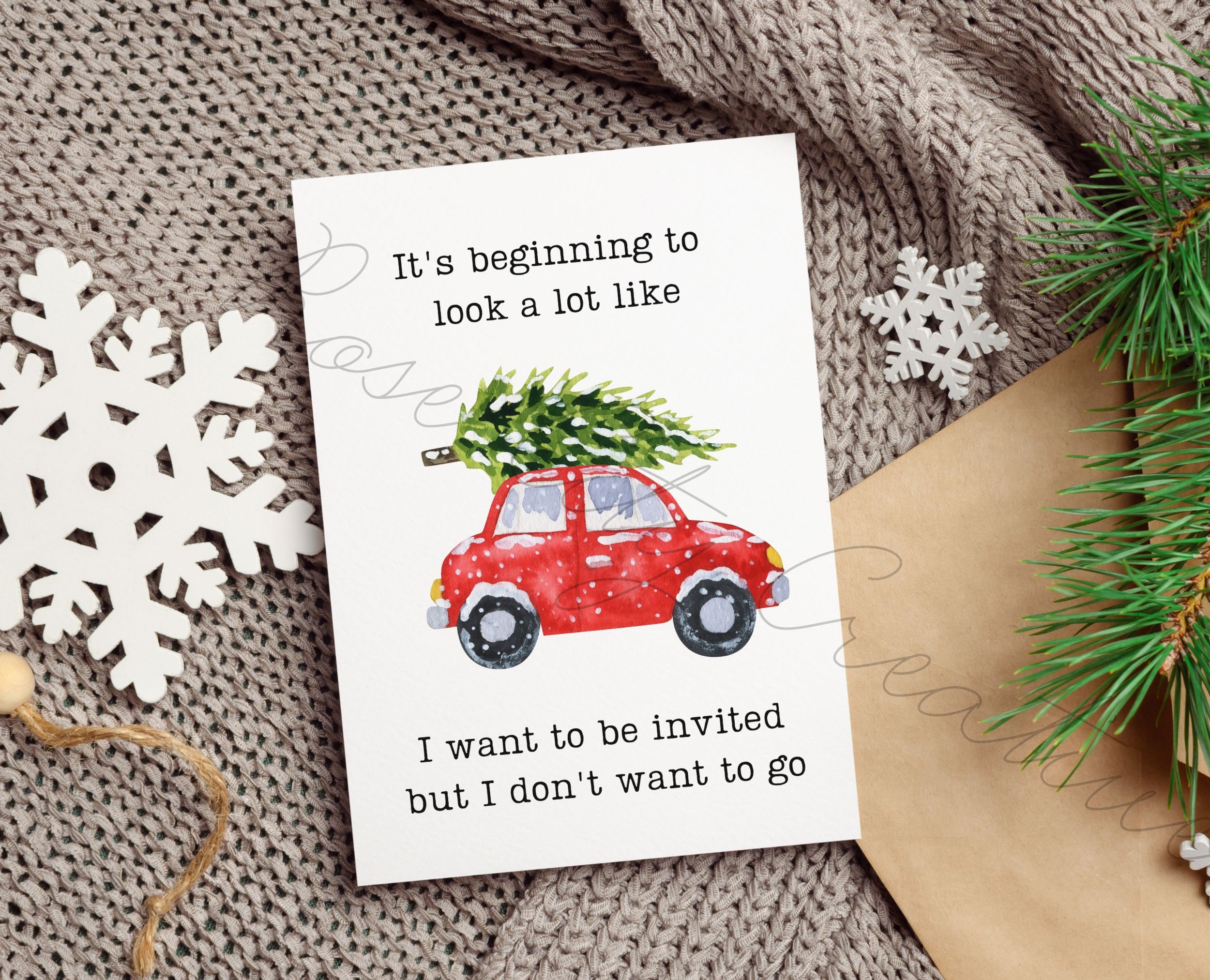 Funny Printable Holiday Card Funny Christmas Card Introvert - Etsy