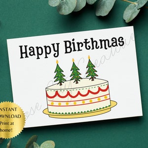 Lustige druckbare Geburtstagskarte Dezember, Happy Birthmas, Weihnachten Geburtstag, lustige Weihnachtskarte, Freund, Mitarbeiter, sofort Download Bild 3