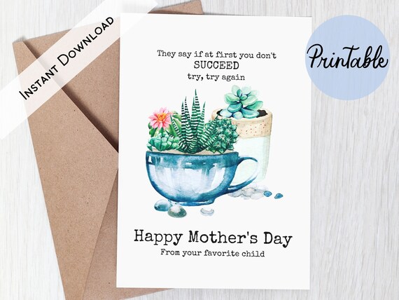 Funny Mother's Day Card Printable to Mom From Favorite - Etsy