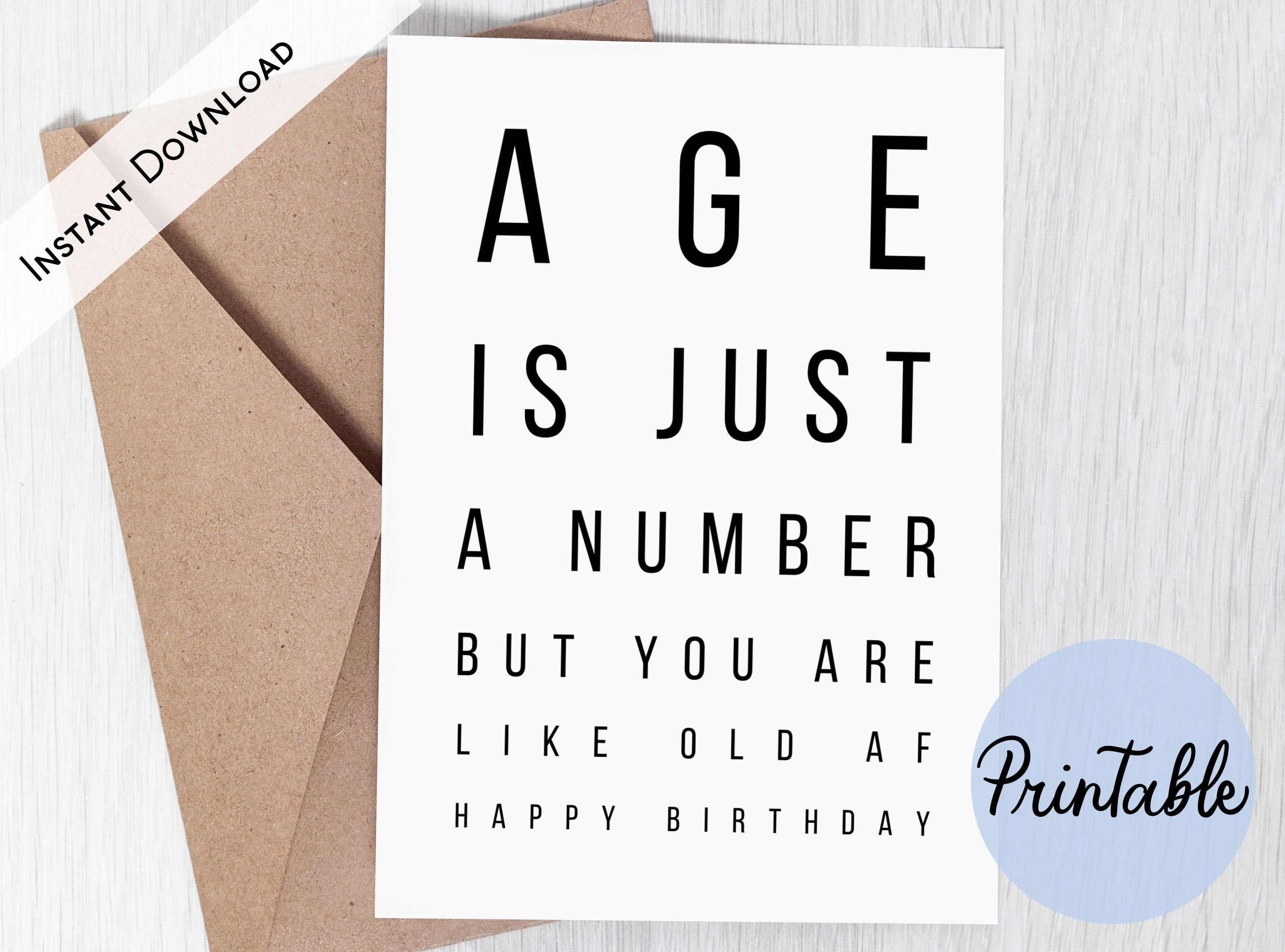 Funny Printable Birthday Card Sarcastic Rude Card Age is - Etsy