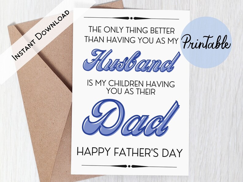 Father's Day Card for Husband, Printable Card, Father's Day Card From ...