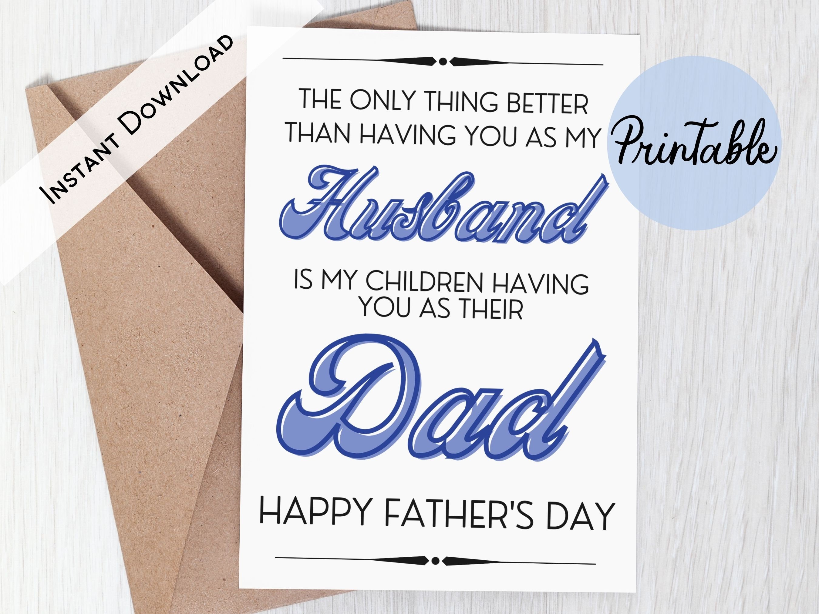 Father's Day Card for Husband, Printable Card, Father's Day Card From ...