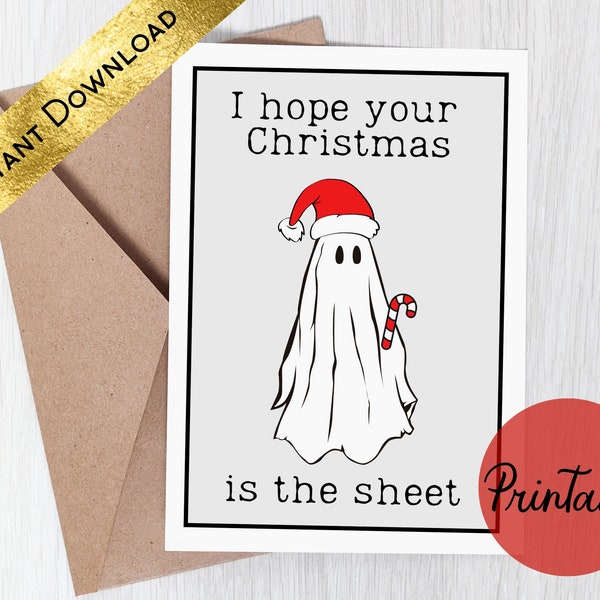 Funny Printable Christmas Card, Cute Pun, Ghost Christmas Card, Christmas Pun, Dad Joke, For Friend, For Coworker, Instant Download
