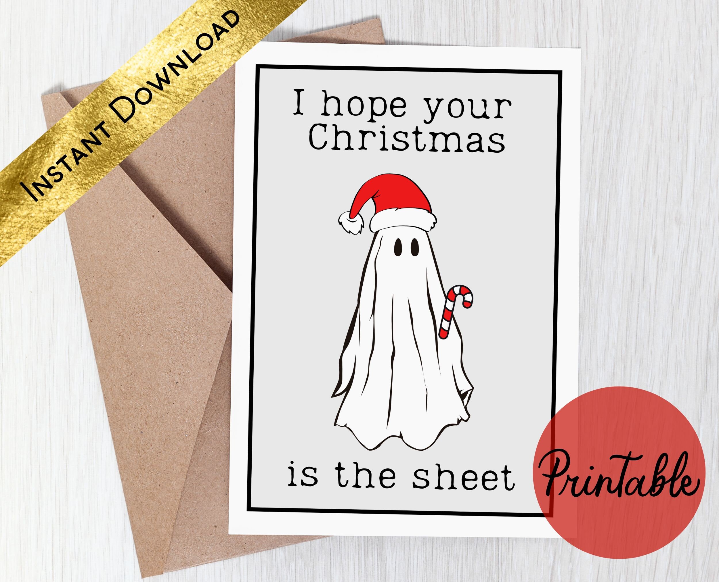 Funny Printable Christmas Card, Cute Pun, Ghost Christmas Card ...