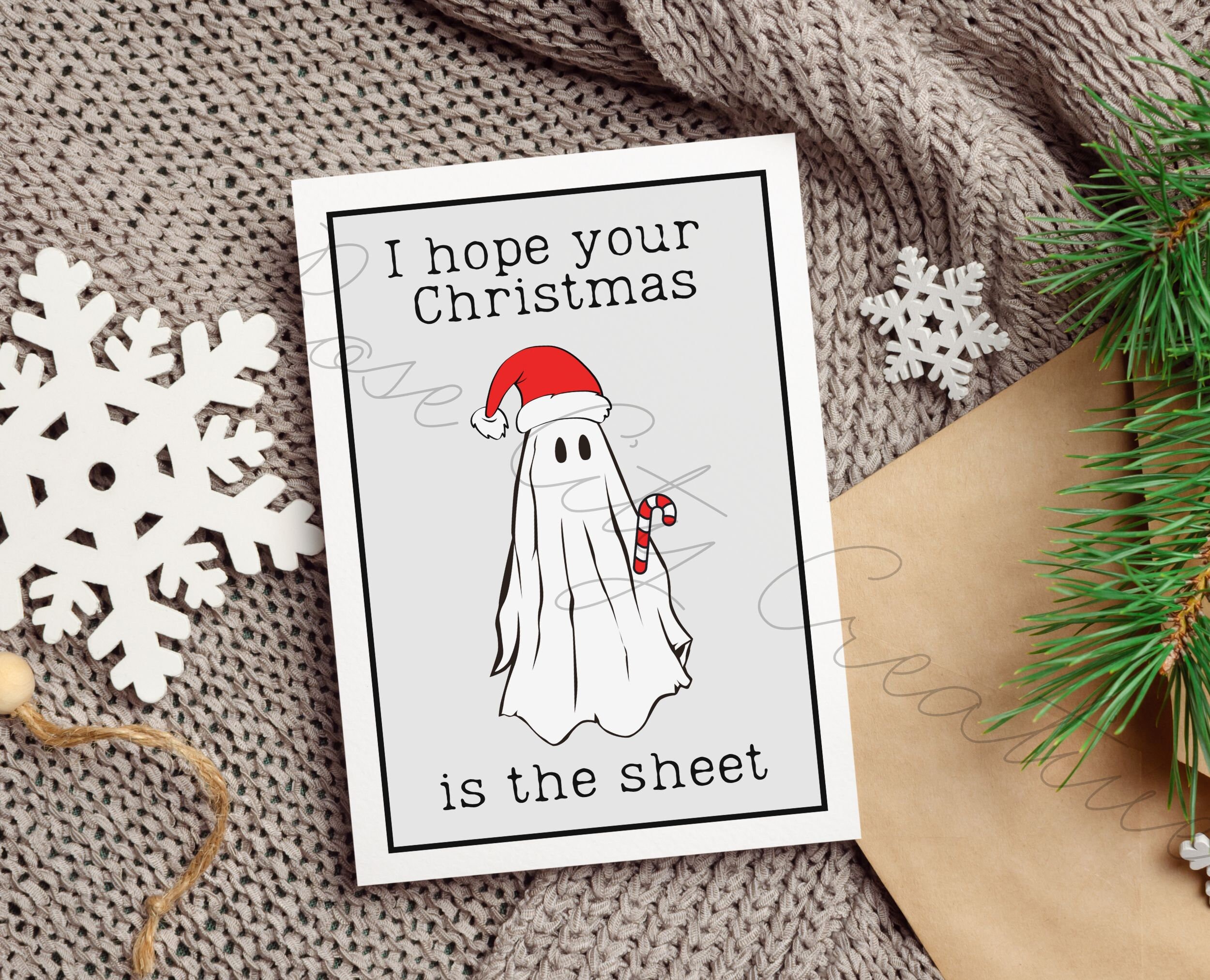 Funny Printable Christmas Card, Cute Pun, Ghost Christmas Card ...