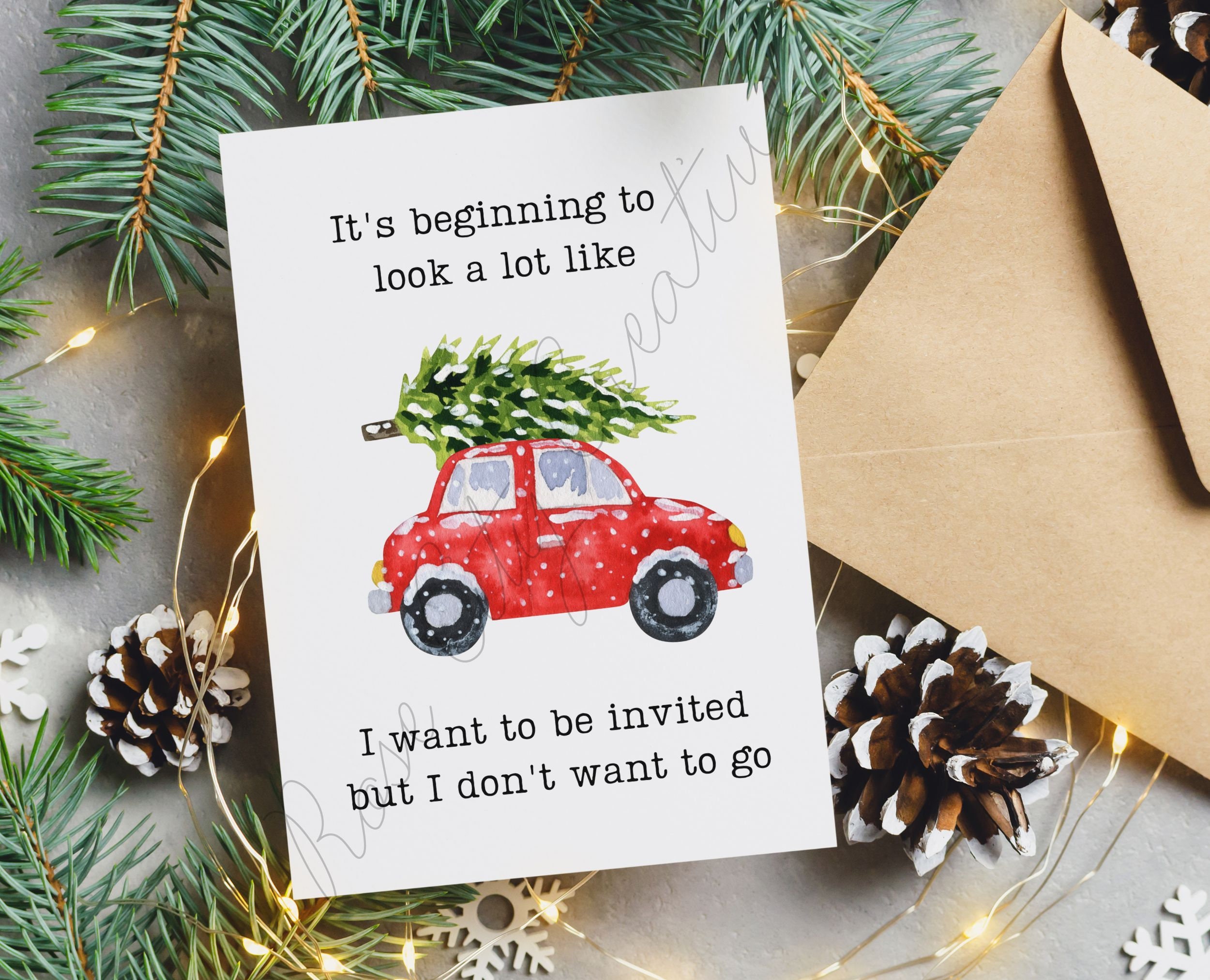 Funny Printable Holiday Card Funny Christmas Card Introvert - Etsy