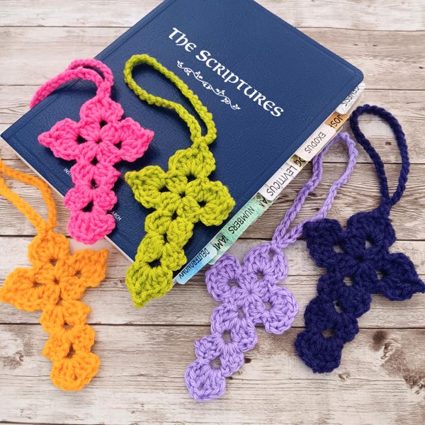 Crochet Cross Charm, Car Accessory or Bookmark