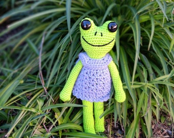 Grenouille verte au crochet Ragdoll Pond Pal Cadeau Saint Valentin fait main