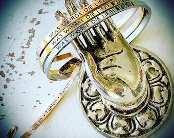 Bracciale Mantra "Cosa farebbe l'amore?" | Aiuto per affermazioni | Oro, taglia S | Promemoria | Regalo per fidanzata, moglie o madre