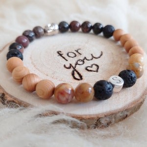 Men&#39;s Resilience Bracelet | Diffuser | Healing Stone Bracelet | Wood, Rhodonite, Agate, Lava | Husband Dad Gift Father Boyfriend Man Christmas